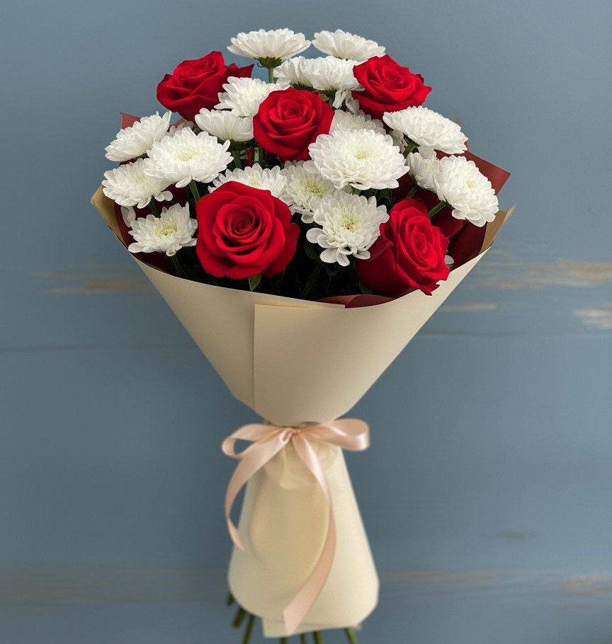 Букет цветов из: Розы и Хризантемы в Дивном