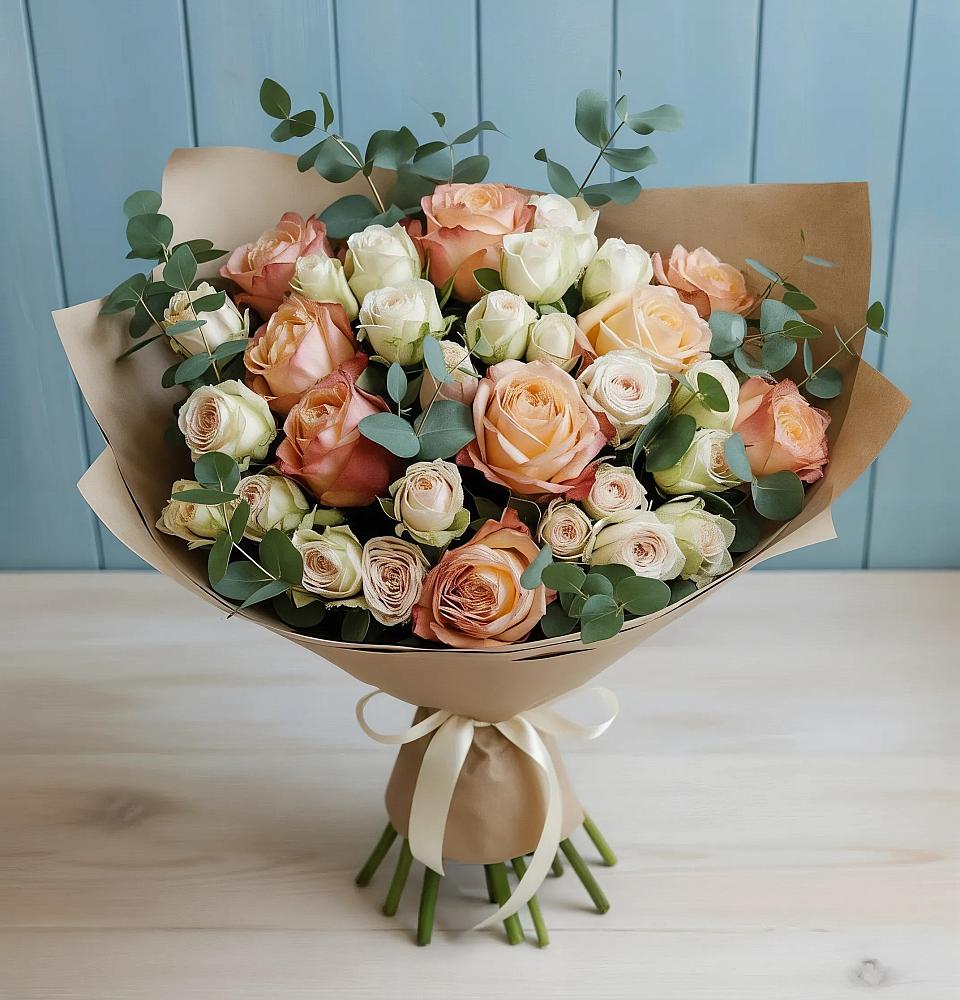 Букет цветов из: Альстромерии и Розы в Дивном