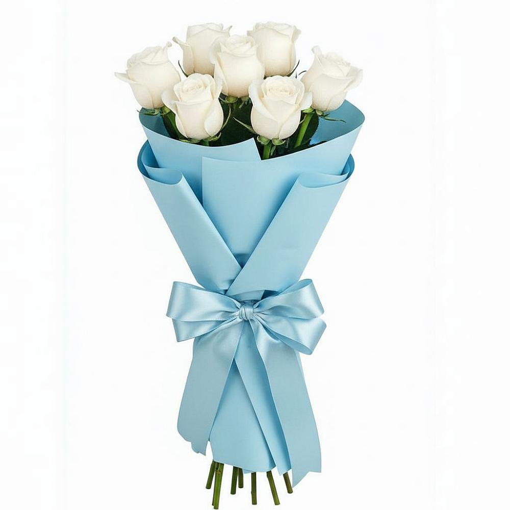 Букет 7 белых роз Проуд в Дивном