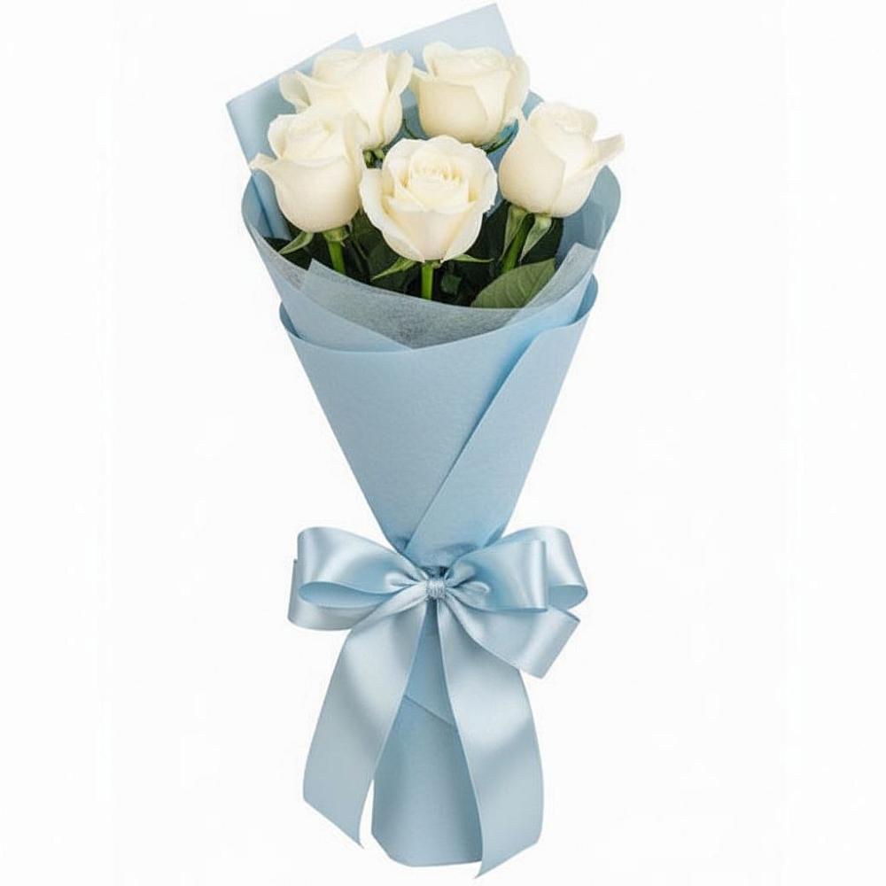 Букет 5 Белых роз Проуд в Дивном