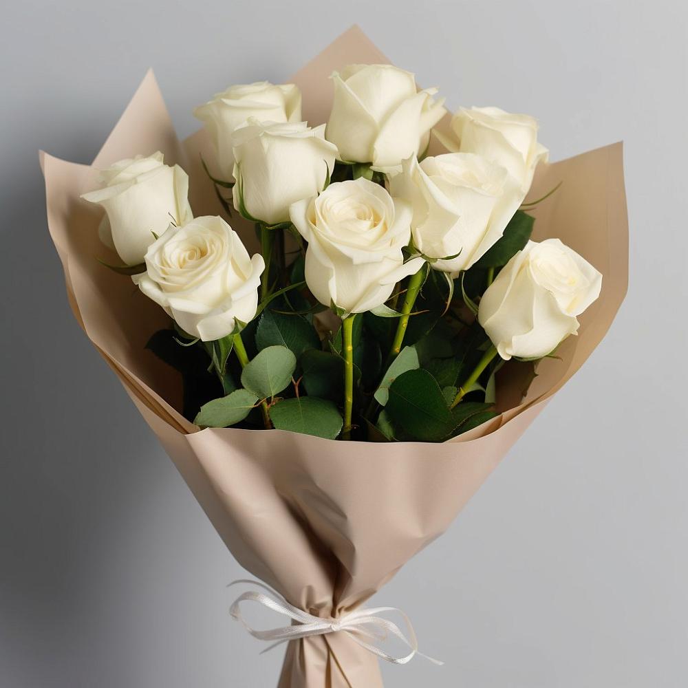 Букет 9 Белых роз Эдлесс Лав в Дивном