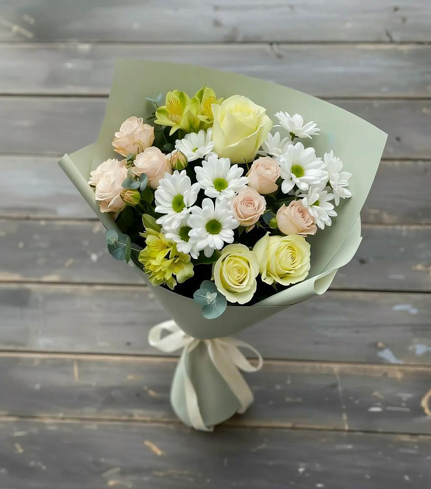 Букет цветов из: Альстромерии, Розы и Хризантемы в Дивном