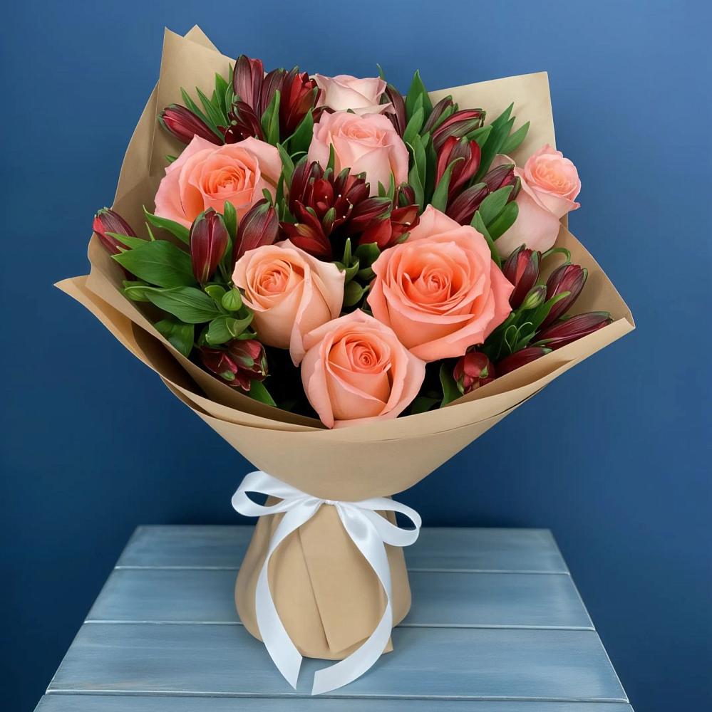 Букет цветов из: Розы и Альстромерии в Дивном