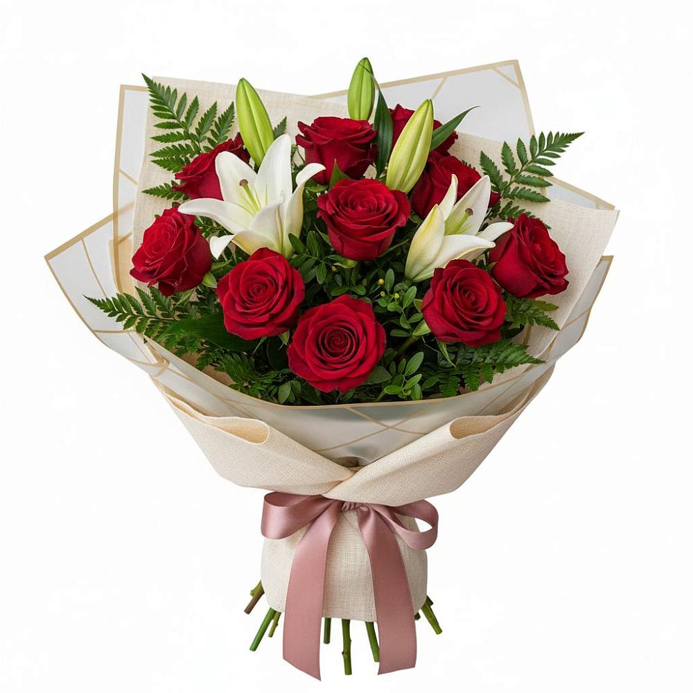 Букет цветов из: Лилии и Розы в Дивном