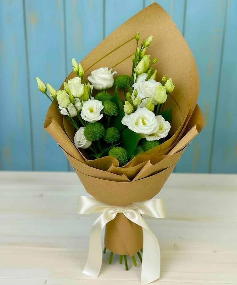 Букет цветов из: Хризантемы и Лизиантусы в Дивном