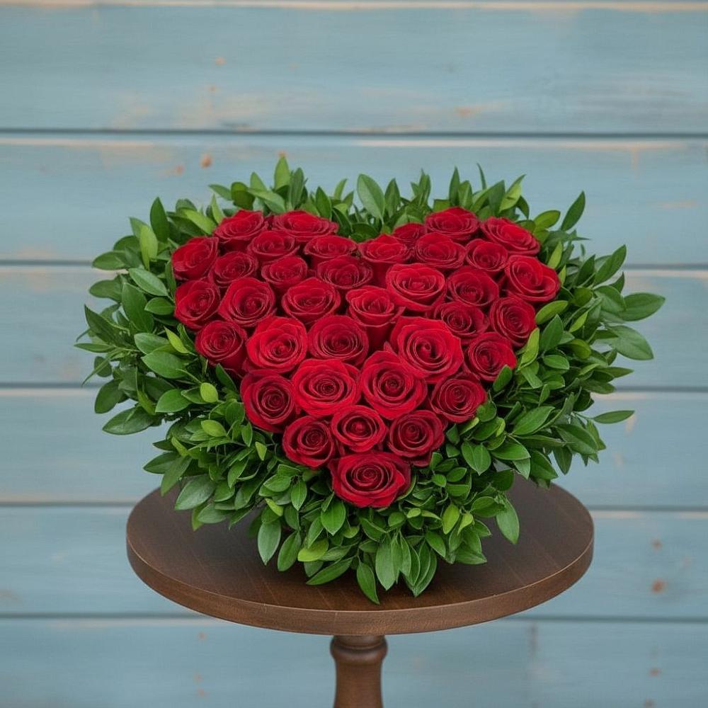 Цветочная композиция из Розы в виде сердца в Дивном