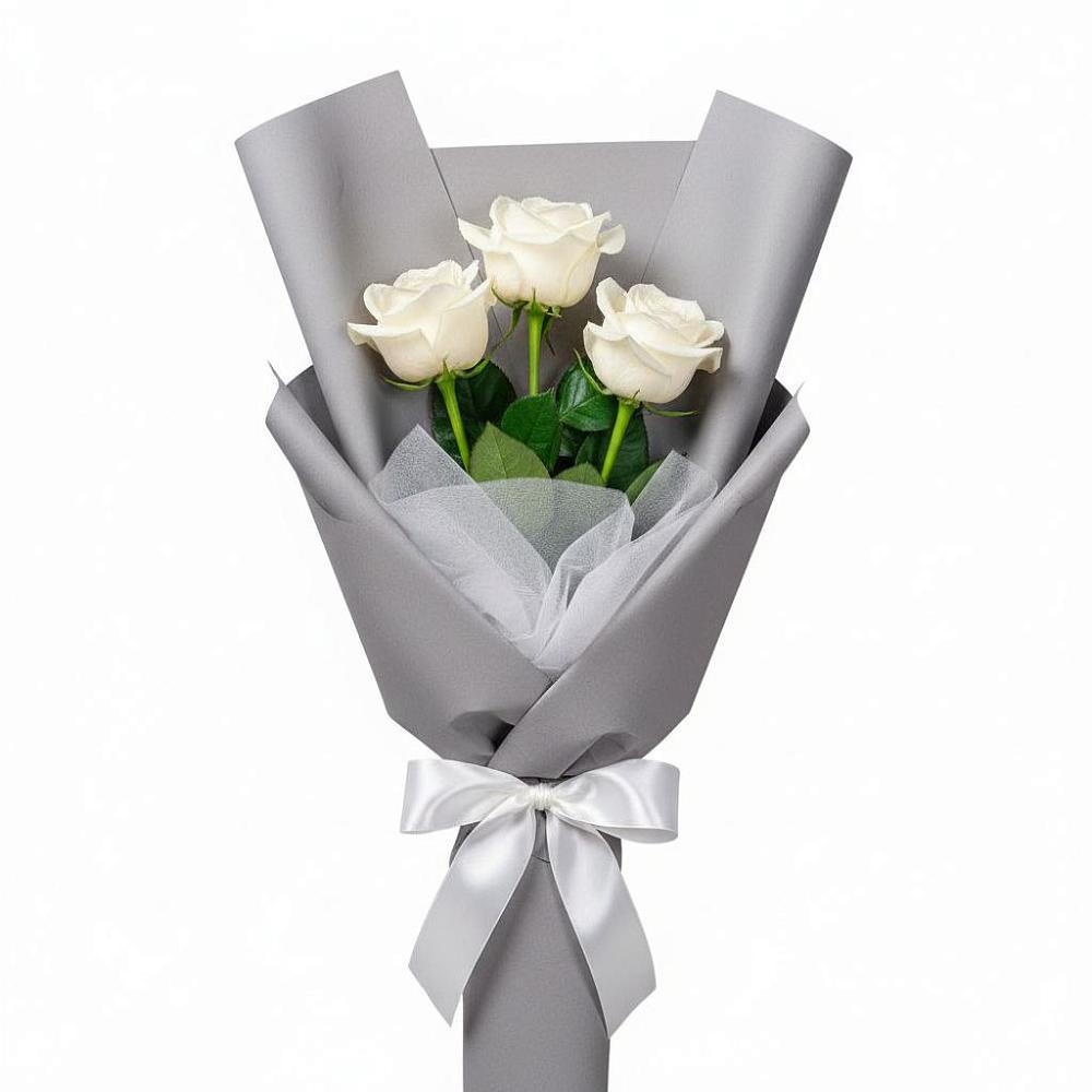 Букет 3 белые розы в Дивном