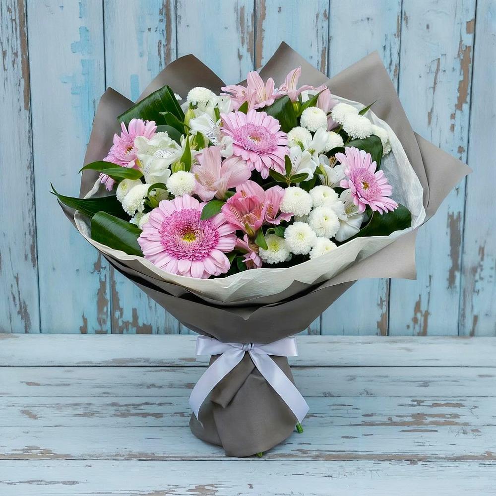 Букет цветов из: Герберы, Альстромерии и Хризантемы в Дивном