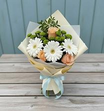 Букет цветов из:  Герберы, Розы и Хризантемы в Дивном